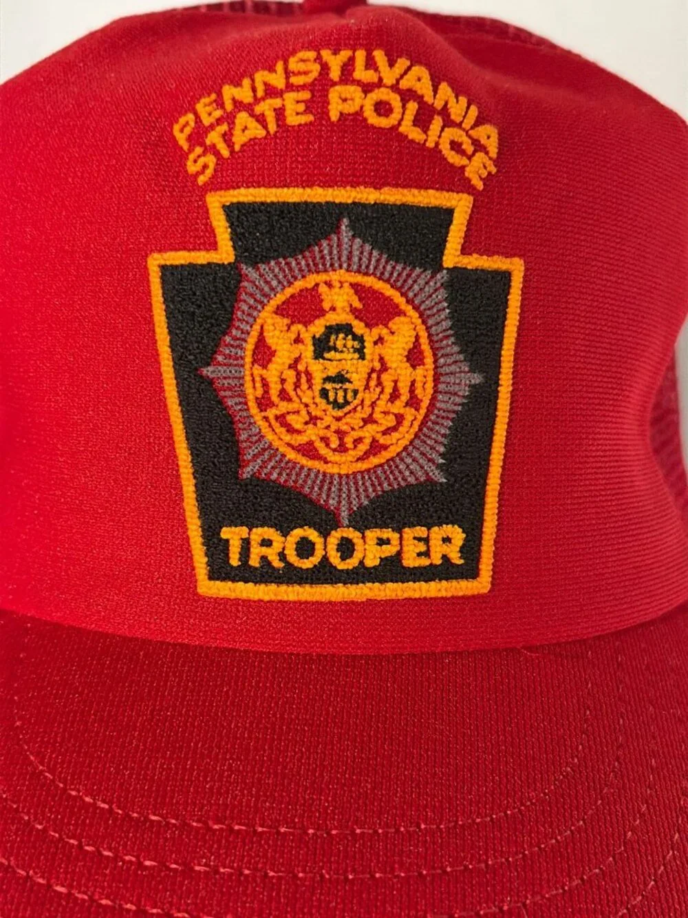 Pennsylvania State Police Trooper Red Snapback Mesh Hat Made In USA